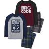 imageThe Childrens Place Boys Long Sleeve Top and Pants 2 Piece Pajama SetsBro CodeCaution 2 Pack