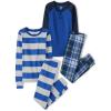 imageThe Childrens Place Boys Long Sleeve Top and Pants Snug Fit 100 Cotton 2 Piece Pajama SetsEssential Blue 2 Pack