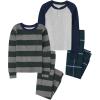 imageThe Childrens Place Boys Long Sleeve Top and Pants Snug Fit 100 Cotton 2 Piece Pajama SetsRaglanStripe 2 Pack