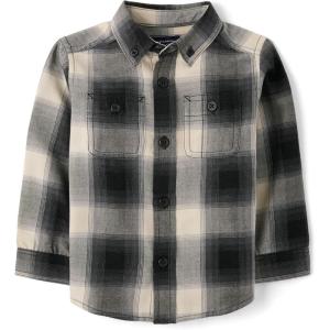 imageThe Childrens Place Baby Boys and Toddler Long Sleeve Button Down ShirtBlack Buff