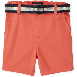 imageThe Childrens Place Baby Boys and Toddler Twill Belted Chino ShortBlood Orange