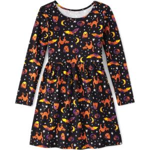 imageThe Childrens Place Baby Girls Candy Cane Skater Dress 2 PackHalloween Printblack