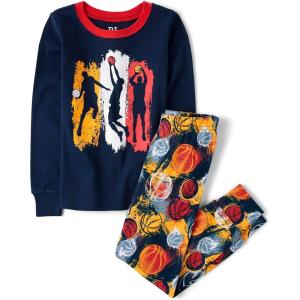 imageThe Childrens Place Boys Long Sleeve Snug Fit Cotton 2 Piece PajamasBasketball