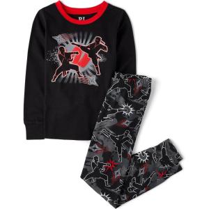 imageThe Childrens Place Boys Long Sleeve Snug Fit Cotton 2 Piece PajamasBlack Ninja