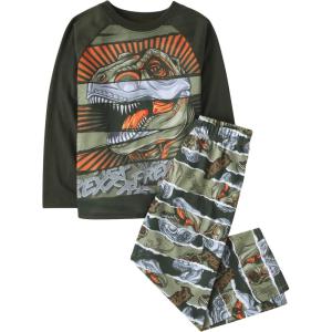 imageThe Childrens Place Boys Long Sleeve Top and Pants 2 Piece Pajama SetDino Trex