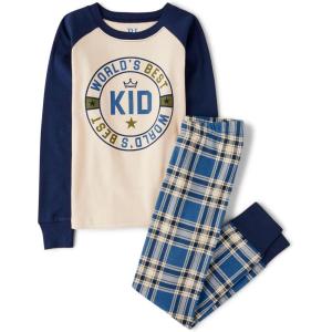 imageThe Childrens Place Boys Long Sleeve Top and Pants Snug Fit 100 Cotton 2 Piece Pajama SetBest Kid