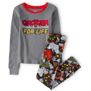 imageThe Childrens Place Boys Long Sleeve Top and Pants Snug Fit 100 Cotton 2 Piece Pajama SetGamer