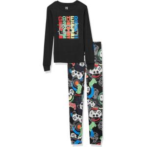 imageThe Childrens Place Boys Long Sleeve Top and Pants Snug Fit 100 Cotton 2 Piece Pajama SetGamer Glow