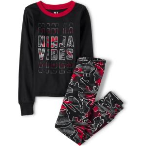 imageThe Childrens Place Boys Long Sleeve Top and Pants Snug Fit 100 Cotton 2 Piece Pajama SetGraphic Space Print