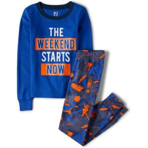 imageThe Childrens Place Boys Long Sleeve Top and Pants Snug Fit 100 Cotton 2 Piece Pajama SetTidal Weekend