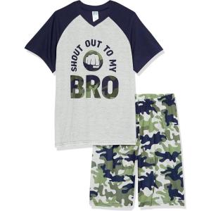 imageThe Childrens Place Boys Short Sleeve Top and Shorts 2 Piece Pajama SetsShout Out Bro