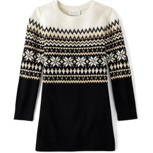 imageThe Childrens Place Girls Big Sweater DressBlack Farisle