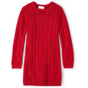 imageThe Childrens Place Girls Big Sweater DressCable Knit Red