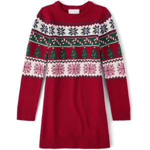 imageThe Childrens Place Girls Big Sweater DressChristmas Fairisle