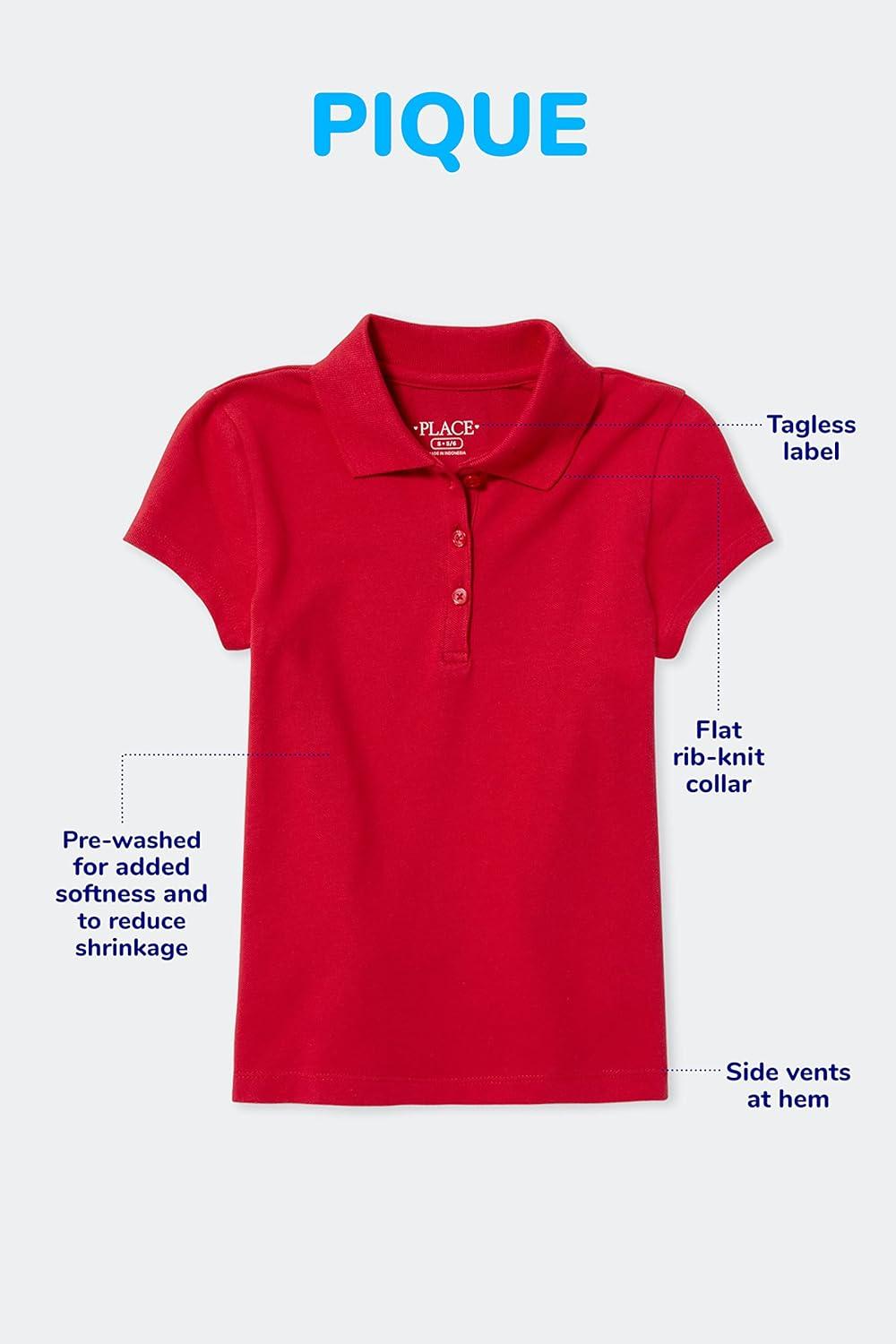 imageThe Childrens Place Baby Boys Uniform Pique Polo 2 PackNauticoClassic RedWhite 3pack