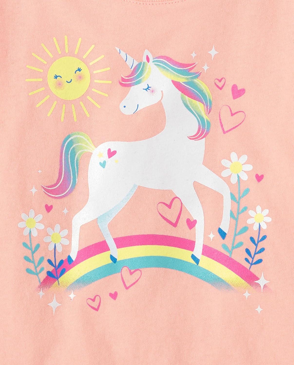 imageThe Childrens Place Baby Girls and Toddler Assorted Everyday Short Sleeve Graphic TShirtsmultipacksGirl CarUnicornDance 3pack