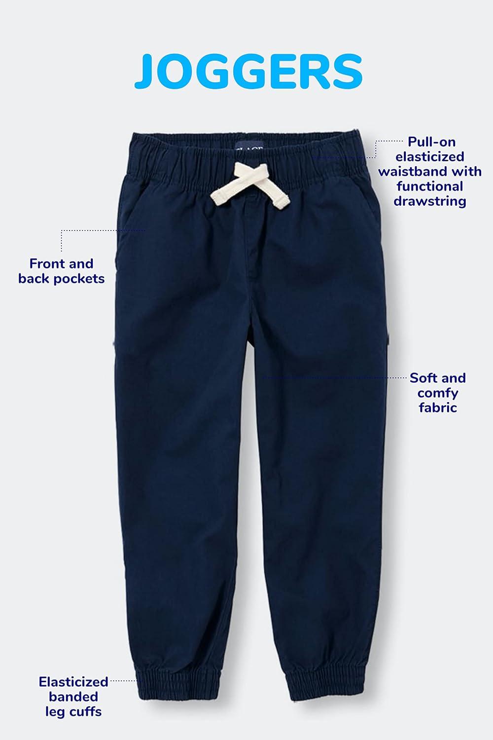 imageThe Childrens Place Boys Stretch Pull on Jogger PantsFlax Tidal 2pack
