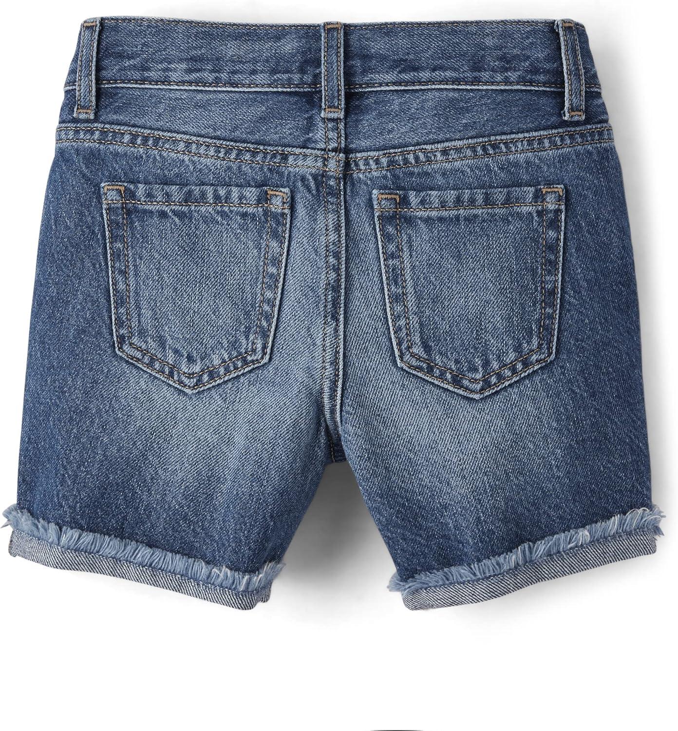 imageThe Childrens Place Girls Distressed 2 pack Denim Midi ShortsDestructed Peony Wash