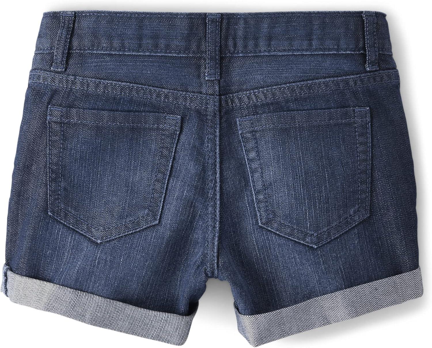 imageThe Childrens Place Girls Roll Cuff Denim ShortieHolly Wash