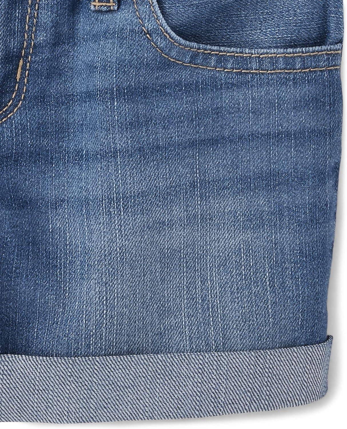 imageThe Childrens Place Girls Roll Cuff Denim ShortieRose Wash