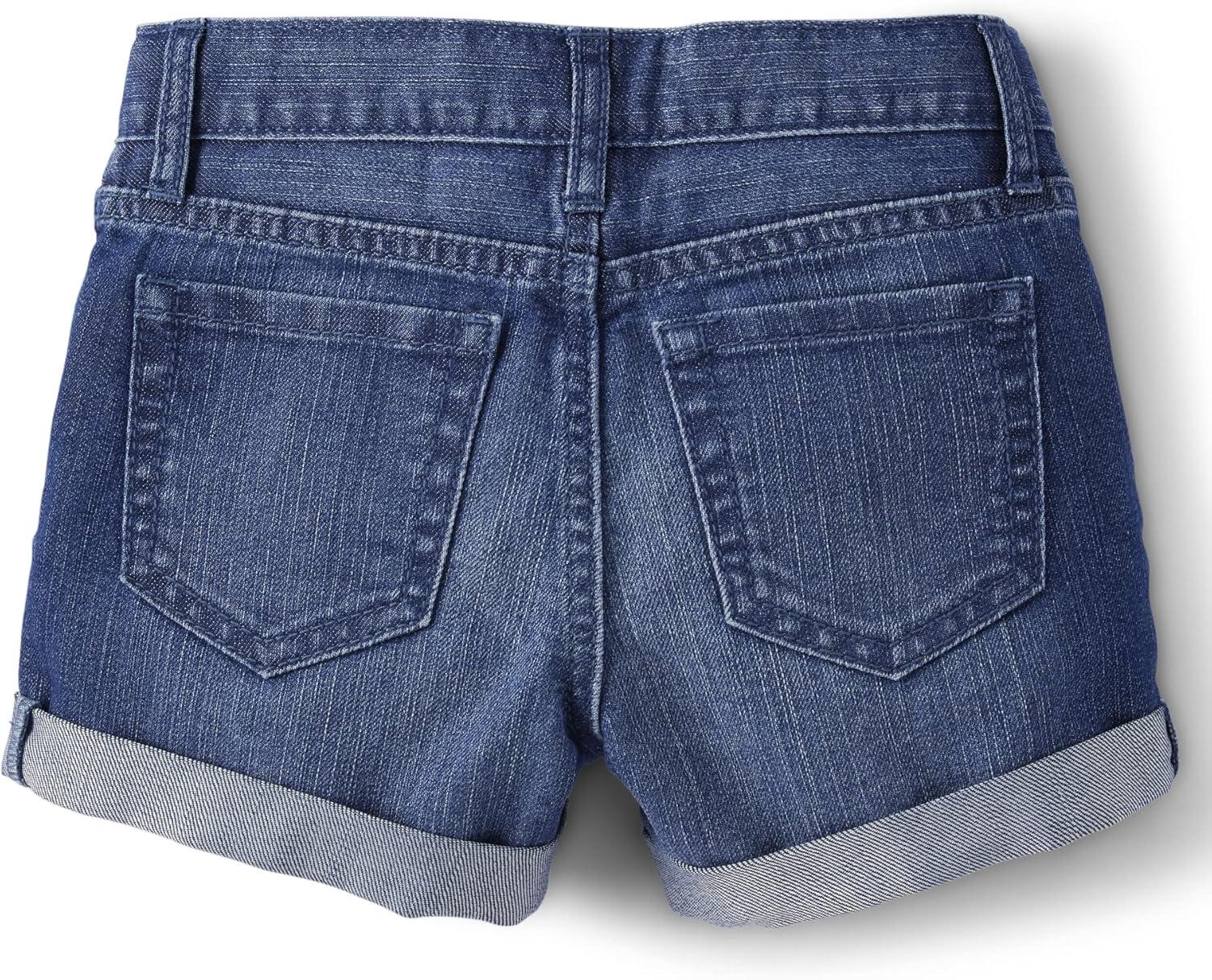 imageThe Childrens Place Girls Roll Cuff Denim ShortieRose Wash Denim 3pack