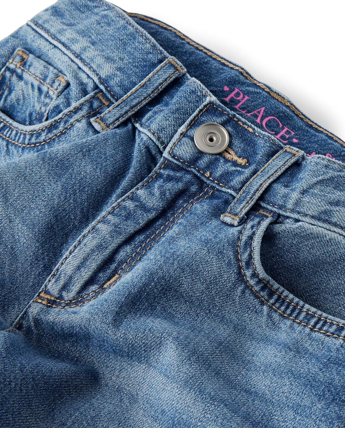 imageThe Childrens Place Girls Wide Leg Denim JeansVictoria Wash Slouchy