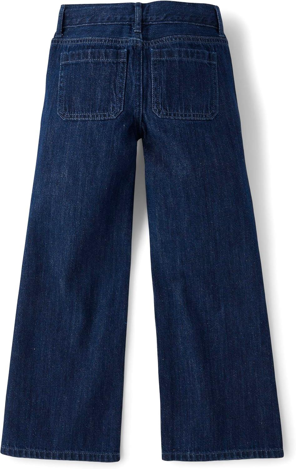 imageThe Childrens Place Girls Wide Leg Denim JeansZodiac Wash Pocket