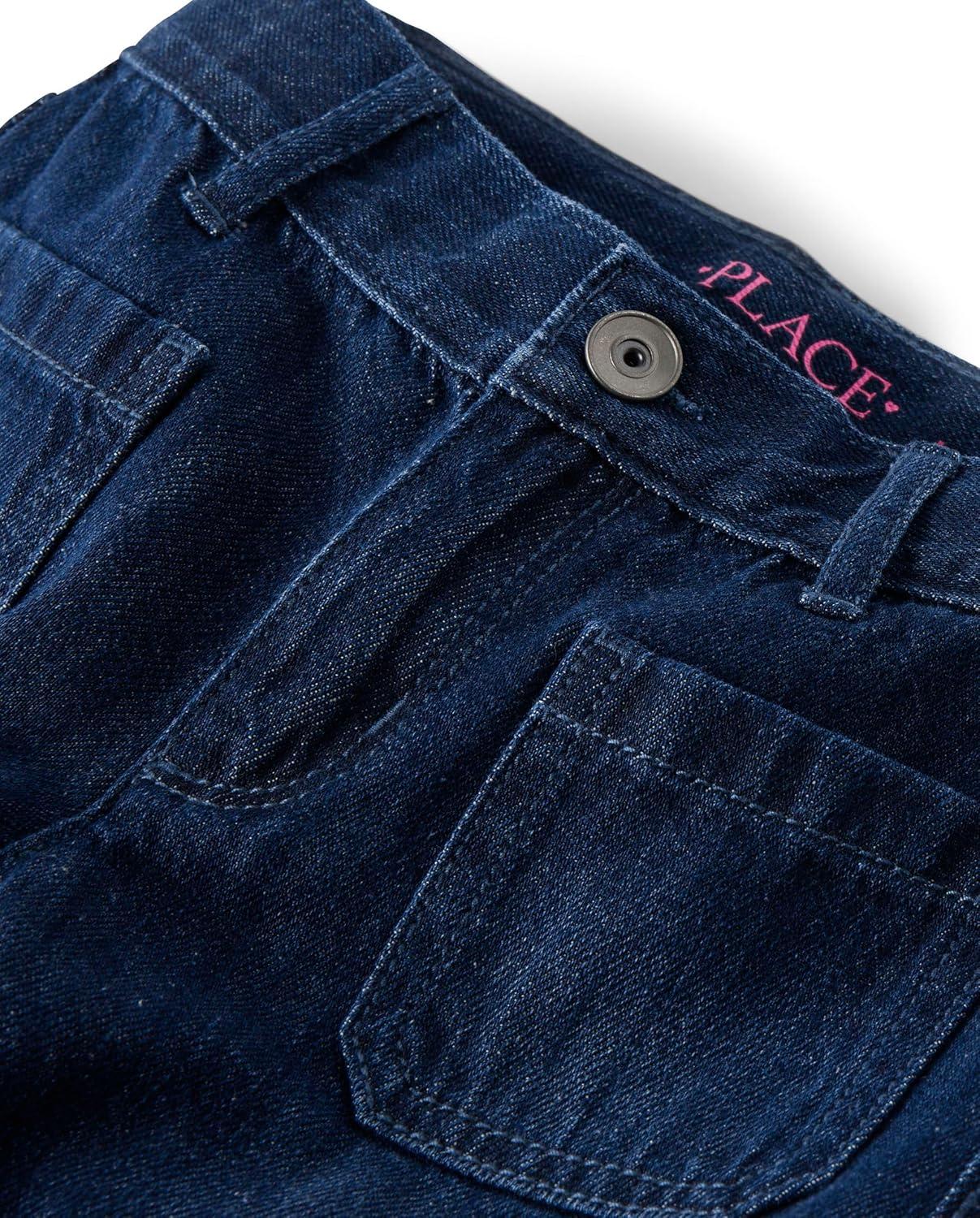 imageThe Childrens Place Girls Wide Leg Denim JeansZodiac Wash Pocket