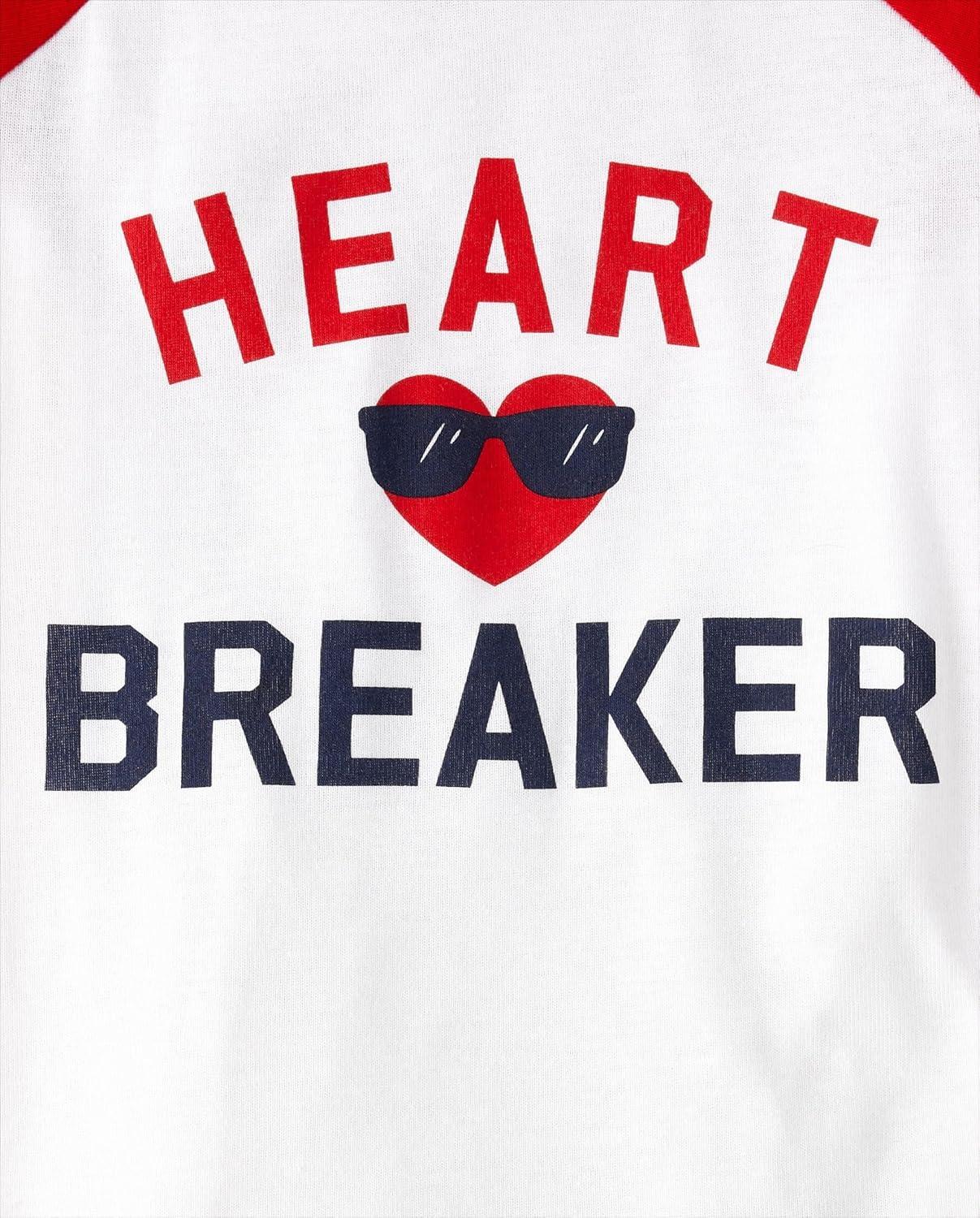 imageThe Childrens PlaceBoysLong Sleeve Top and Pants Snug Fit 100 Cotton 2 Piece Pajama SetVday Heartbreaker6