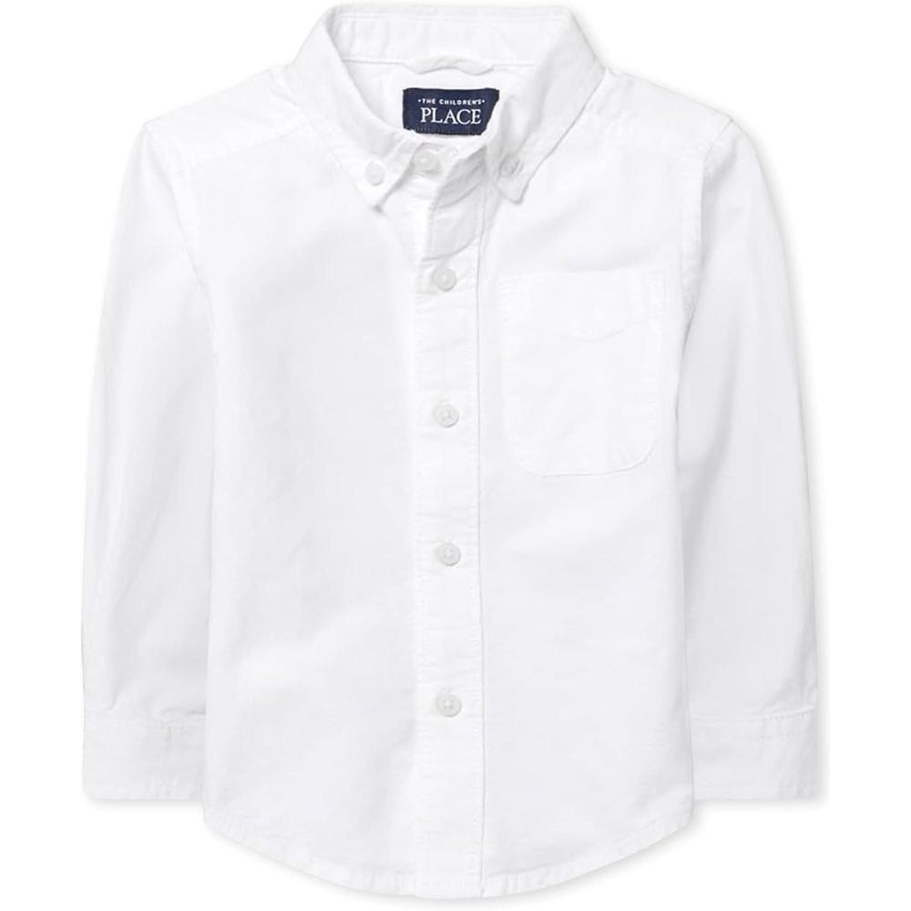imageThe Childrens Place Baby Boys Long Sleeve Oxford Button Down ShirtWhite