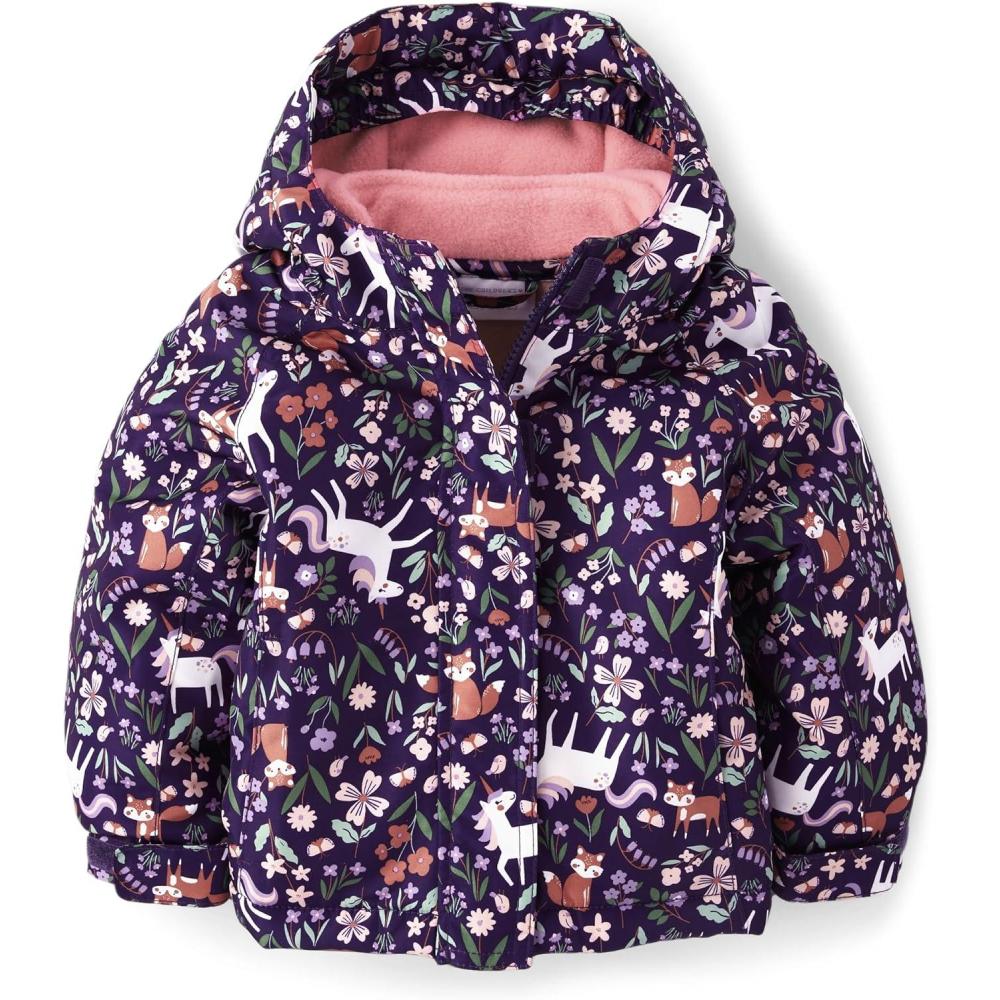 imageThe Childrens Place Baby Girls and Toddler Heavy 3 in 1 Winter JacketWind WaterResistant ShellFleece InnerEmpire Purple