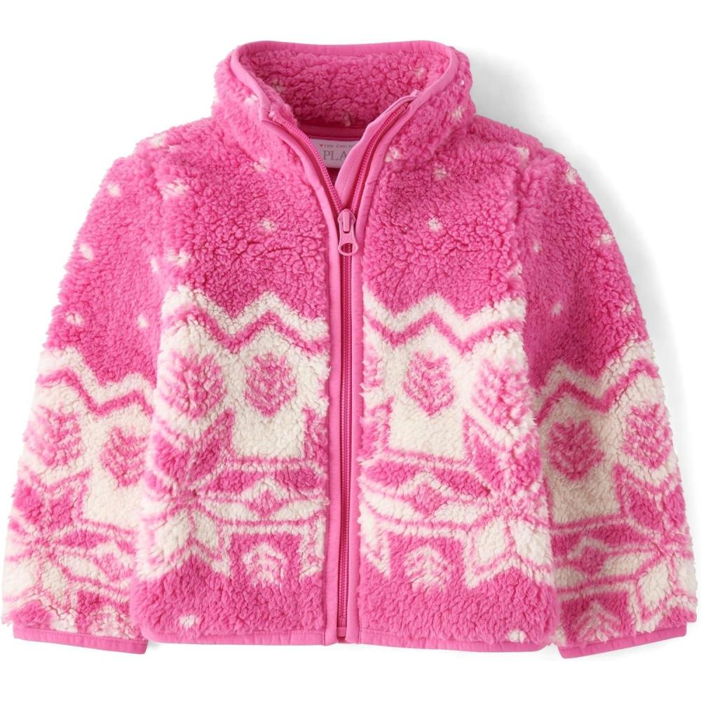 imageThe Childrens Place Baby Girls and Toddler Sherpa JacketYreka Pink Fairisle