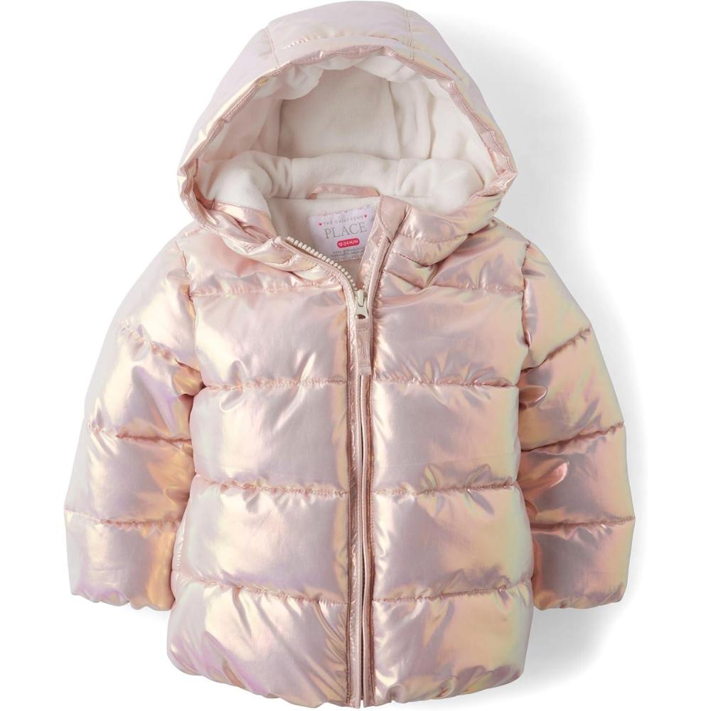 imageThe Childrens Place Baby and Toddler Girls Medium Weight WindResistant WaterResistant Puffer JacketPink
