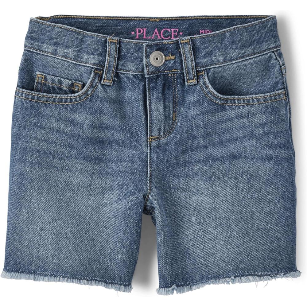 imageThe Childrens Place Girls Denim Midi ShortsAzalea Wash