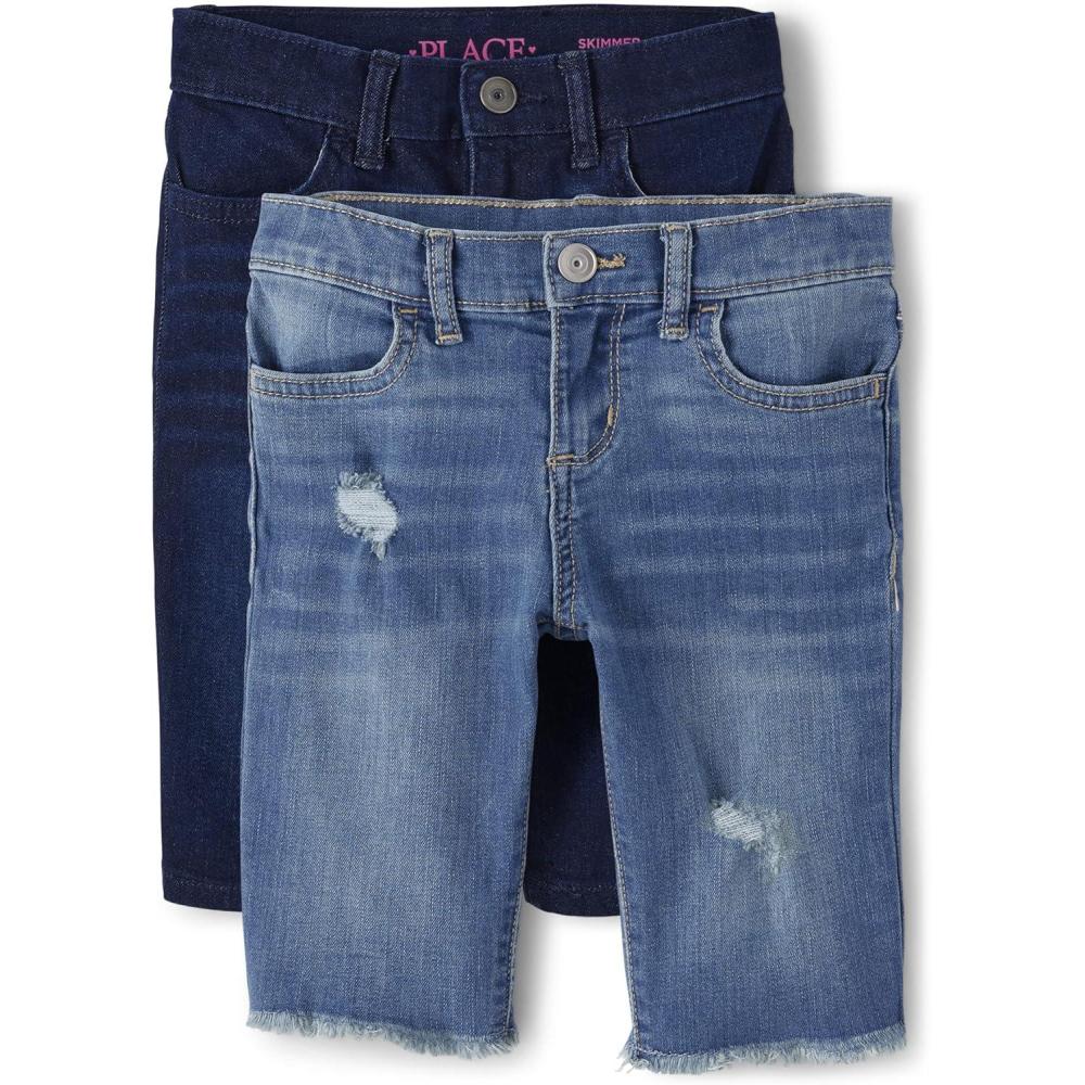 imageThe Childrens Place Girls Denim Skimmer Shorts 2 PackThistle Wash Denim 2pack