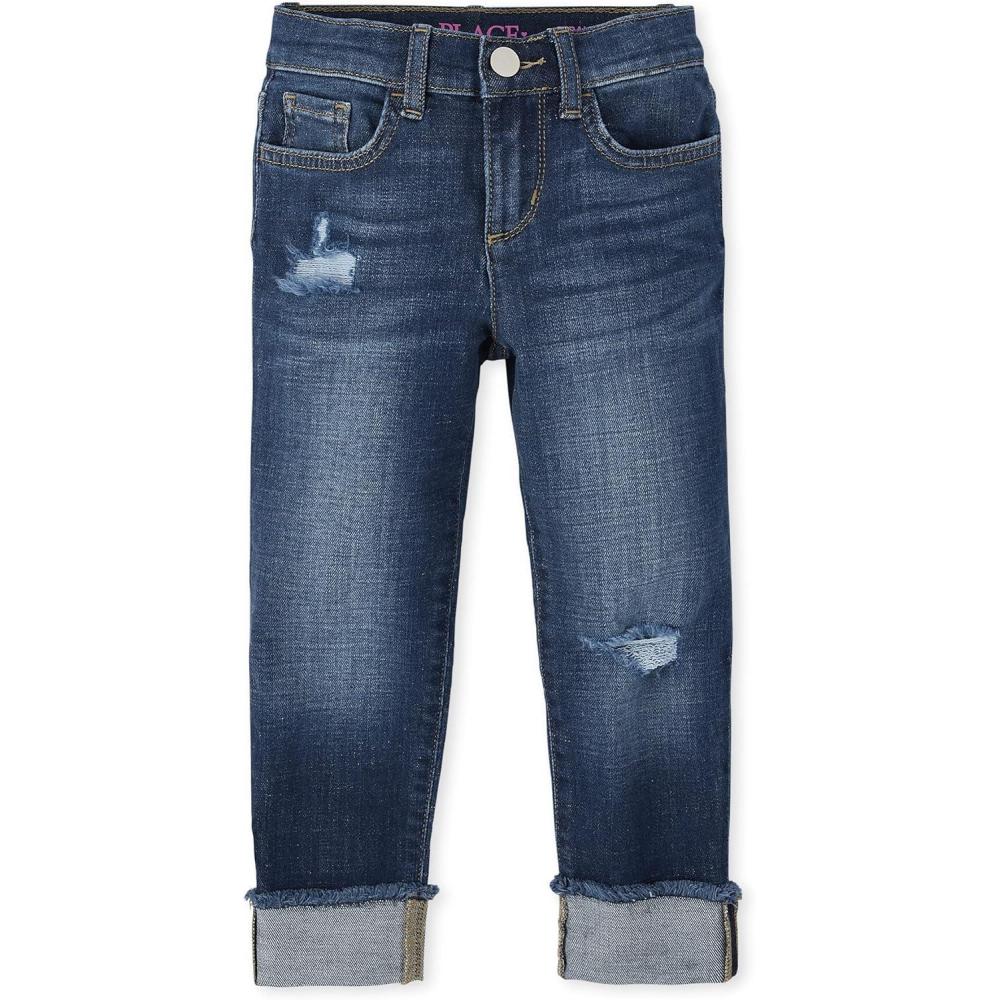 imageThe Childrens Place Girls Fashion DenimRoll Cuff Straight  Mily Wash