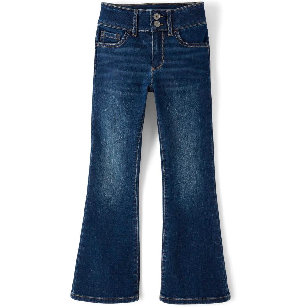 imageThe Childrens Place Girls Wide Leg Denim JeansMae Wash Flare