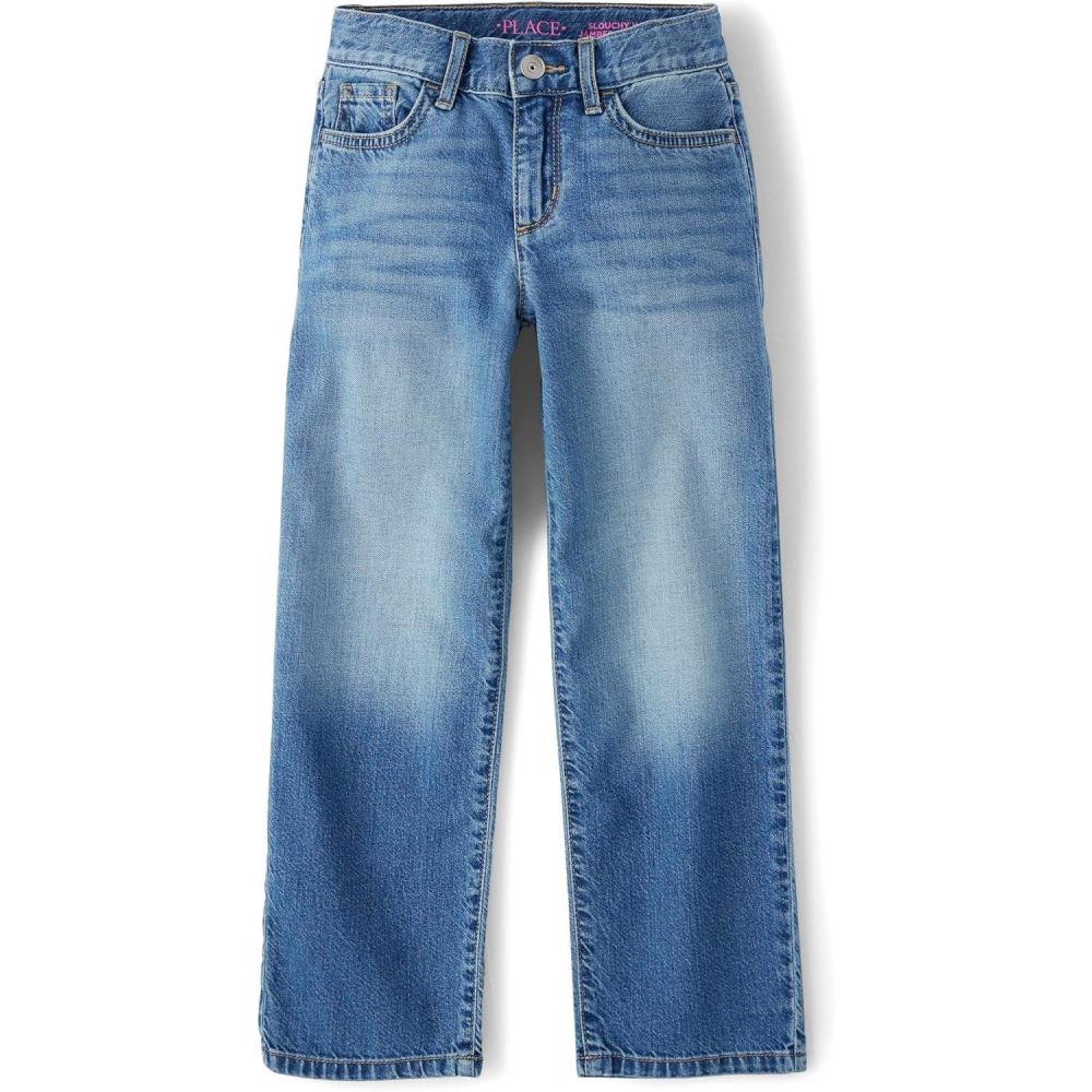 imageThe Childrens Place Girls Wide Leg Denim JeansVictoria Wash Slouchy