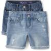 imageThe Childrens Place Girls Distressed 2 pack Denim Midi ShortsDestructed Peony Wash