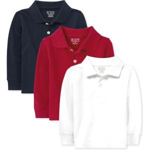 imageThe Childrens Place Baby Boys Uniform Pique Polo 2 PackNauticoClassic RedWhite 3pack