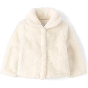 imageThe Childrens Place Baby Girls and Toddler Dress CoatsWhite Daisy Faux Fur