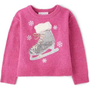 imageThe Childrens Place Baby Girls and Toddler Long Sleeve Crew Neck Pullover SweaterPink Ice Skate