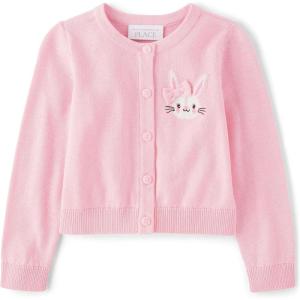 imageThe Childrens Place Baby Girls and Toddler Long Sleeve Knit Button CardiganPink Bunny