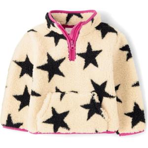 imageThe Childrens Place Baby Girls and Toddler Sherpa JacketFrappe Stars Quarter Zip