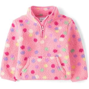 imageThe Childrens Place Baby Girls and Toddler Sherpa JacketPink Dots Quarter Zip