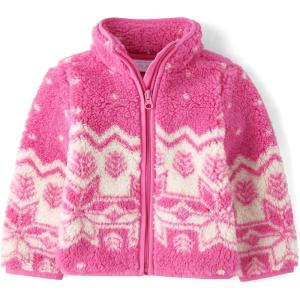 imageThe Childrens Place Baby Girls and Toddler Sherpa JacketYreka Pink Fairisle