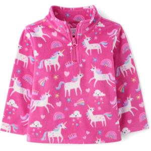 imageThe Childrens Place Baby Girls and Toddler Warm Fleece PulloverFall Fuschia Unicorns Half Zip