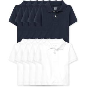 imageThe Childrens Place Baby and Toddler Boys Short Sleeve Polo ShirtNauticoWhite 10pack