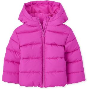 imageThe Childrens Place Baby and Toddler Girls Medium Weight WindResistant WaterResistant Puffer JacketEchanted Pink