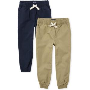 imageThe Childrens Place Boys Stretch Pull on Jogger PantsFlax Tidal 2pack